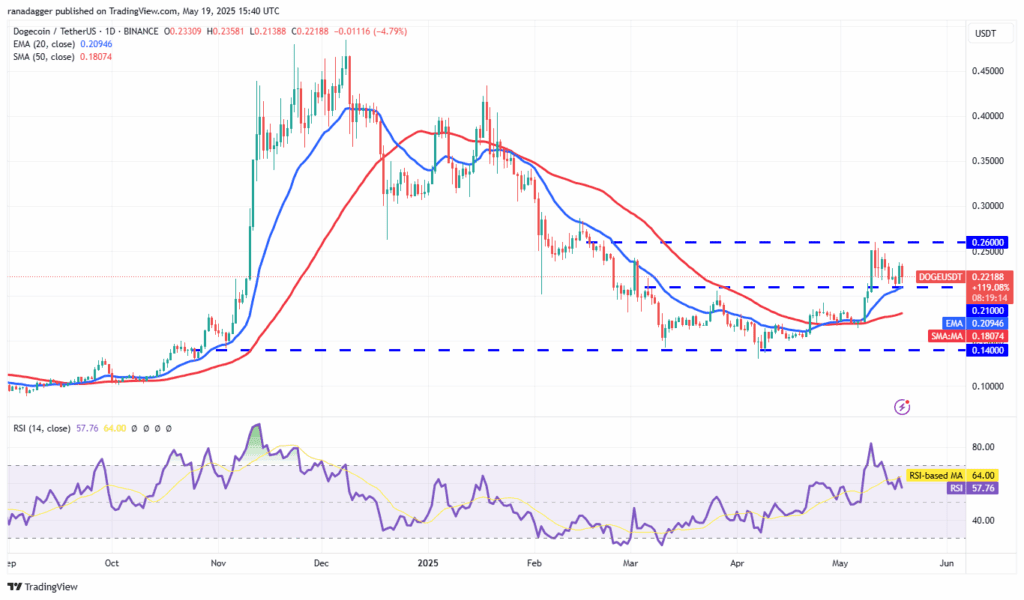 DOGE USDT koers grafiek - 19 mei 2025