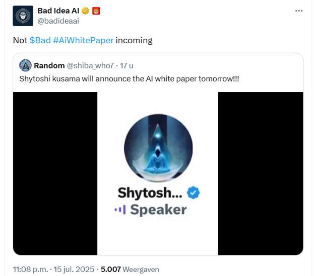SHIB AI whitepaper onthuld: dit staat erin volgens Kusama X bericht Bad Idea AI X bericht Bad Idea AI