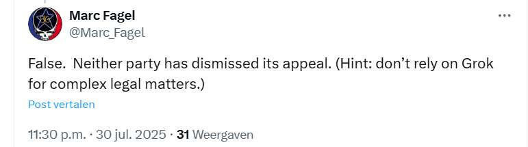 X bericht Marc Fagel