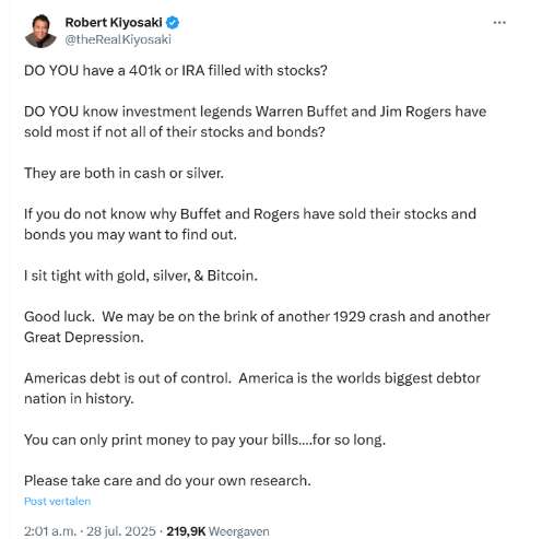 X bericht Robert Kiyosaki