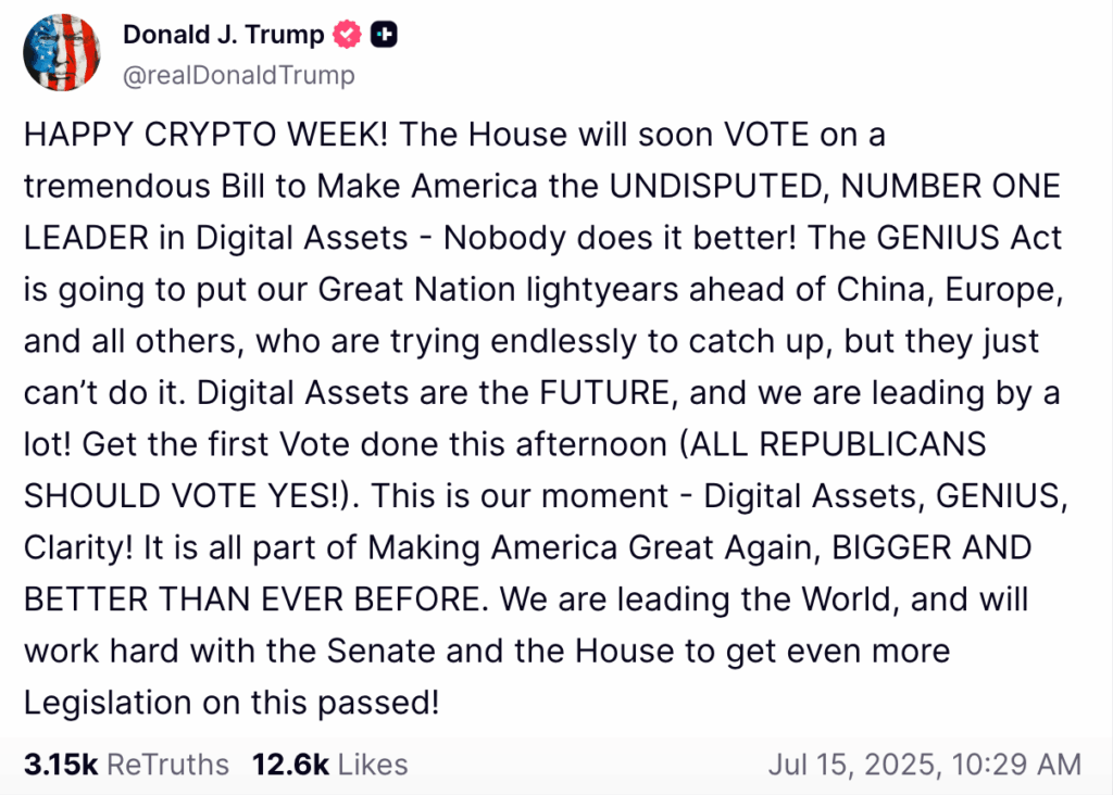 Oproep van Donald Trump