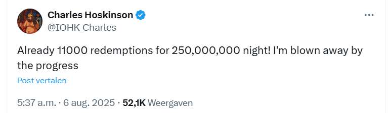 X bericht Charles Hoskinson