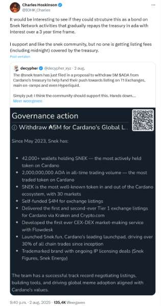 X bericht Charles Hoskinson