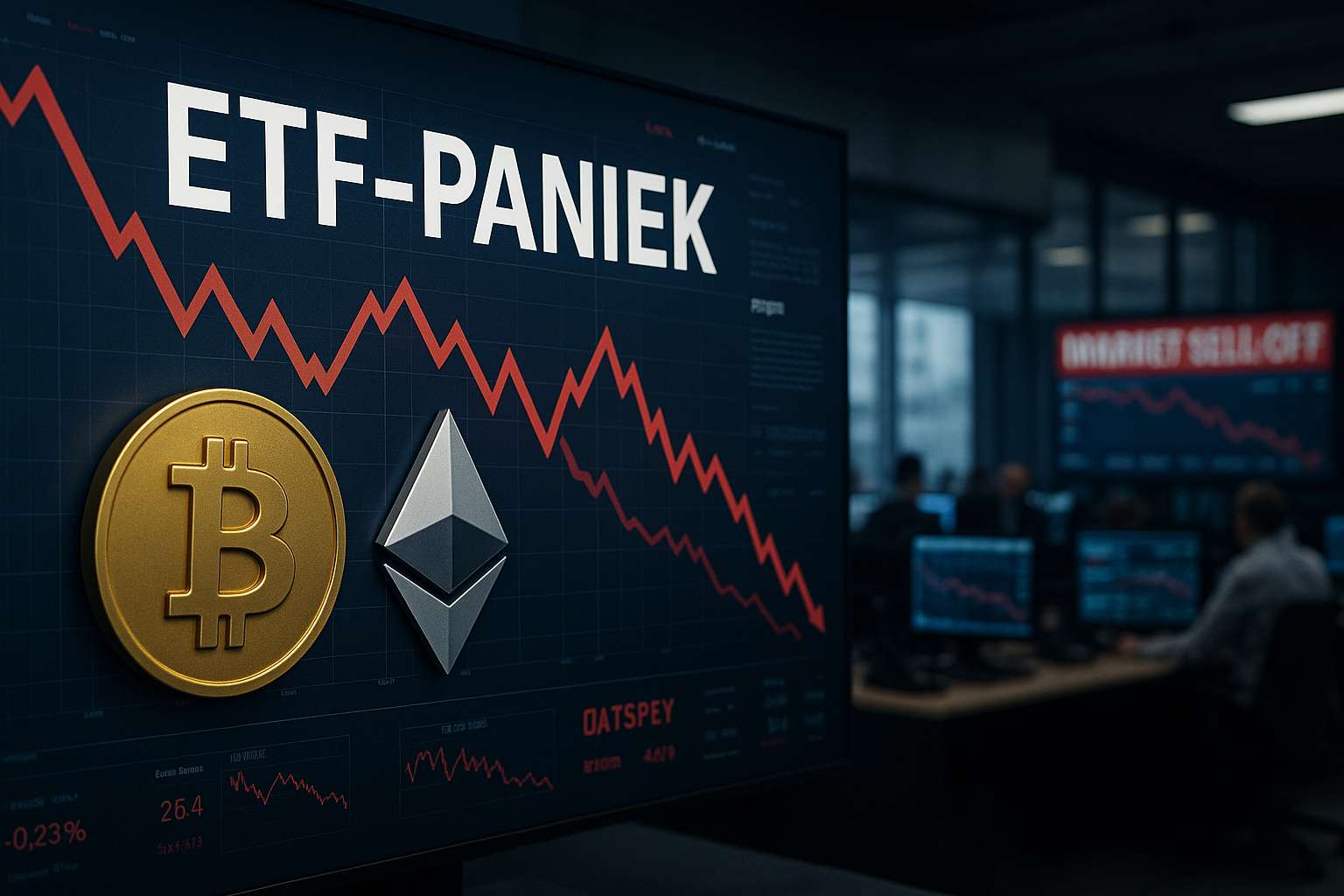 ETF-paniek: Bitcoin en Ethereum verliezen honderden miljoenen