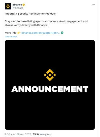 X bericht Binance