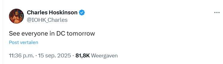 X bericht Charles Hoskinson