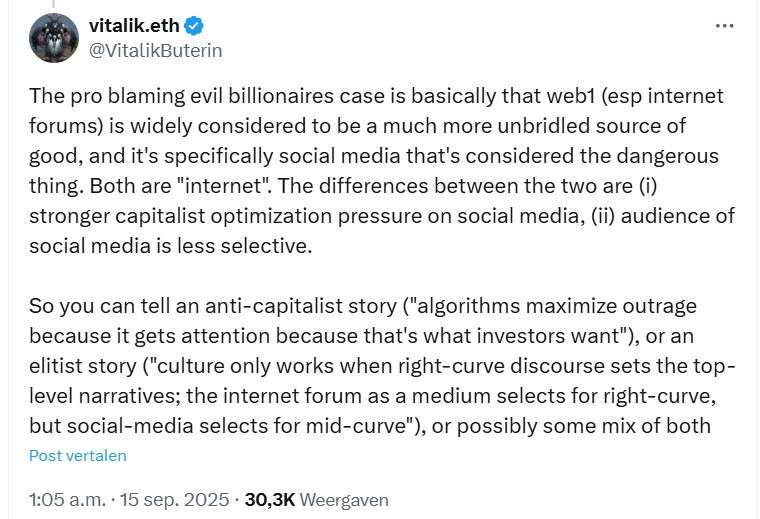 X bericht Vitalik Buterin