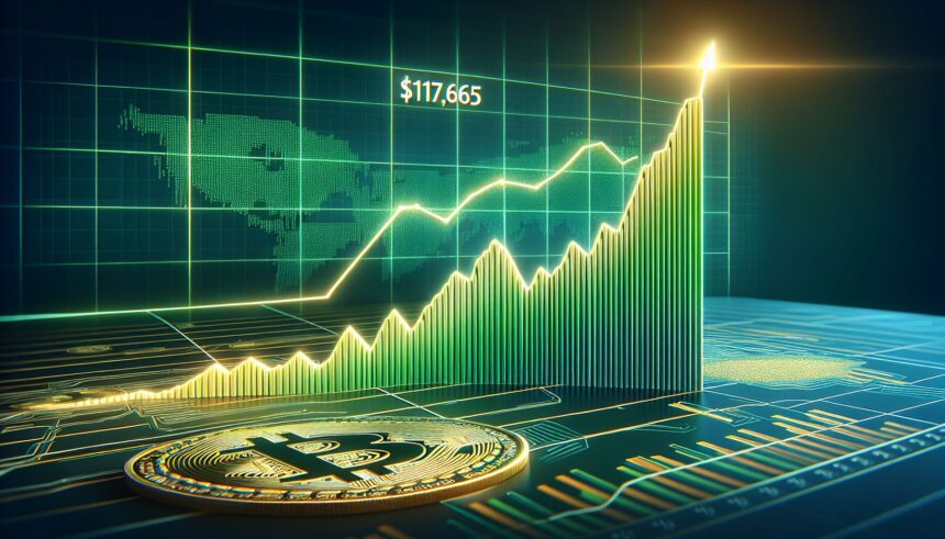 Bitcoin stijgt naar $117.865 met kans op doorbraak naar $120.000