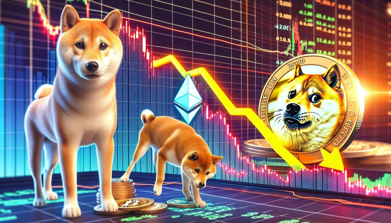 Ethereum daalt onder 4000 dollar Shiba Inu en Dogecoin zoeken herstel