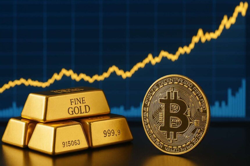 Goudprijs bereikt recordhoogte, Bitcoin kan volgen