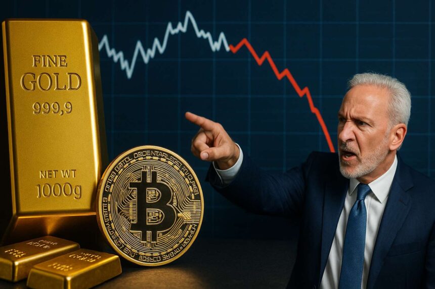 Peter Schiff haalt uit: goud wint, Bitcoin zakt weg