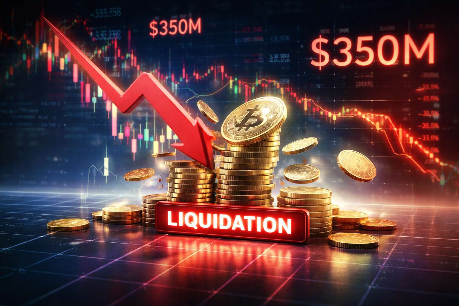 Cryptomarkt ziet $350 miljoen verdampen door massale liquidaties