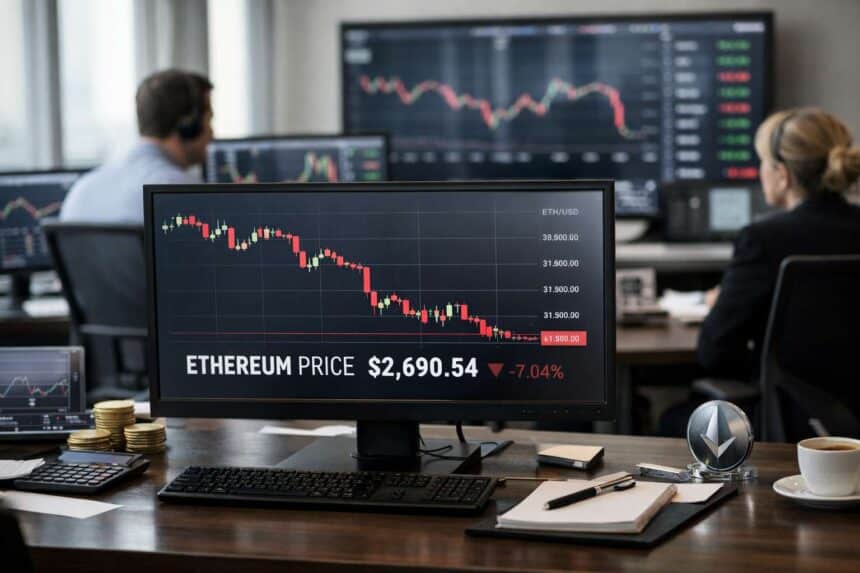 Ethereum koers onder $2.700 na $414 miljoen aan liquidaties
