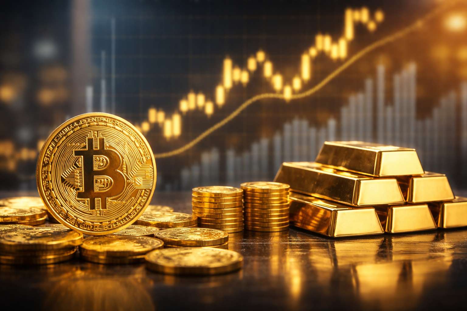 Goud naar recordhoogte, Bitcoin levert terrein in