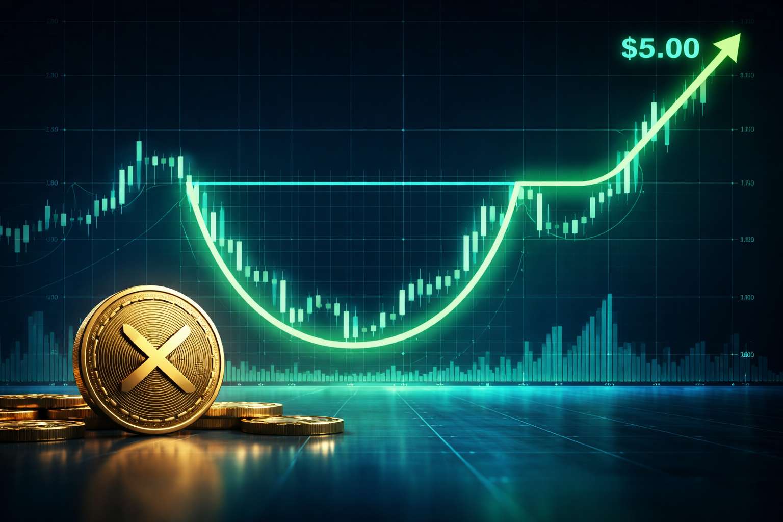 XRP koers analyse: cup-and-handle-patroon wijst richting $5