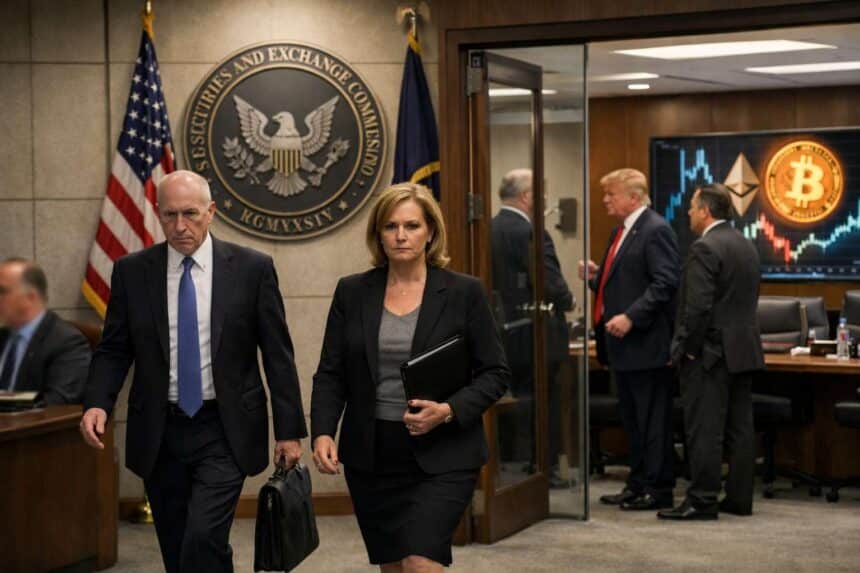 SEC-top vertrekt na conflict rond Trump en crypto